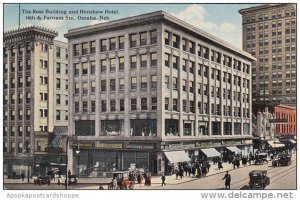 Nebraska Omaha Rose Building and Henshaw Hotel With Cigar Shopp 16th and Farn...