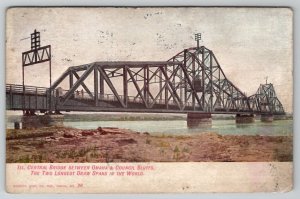 Council Bluffs Iowa Illinois Central Draw Bridge 1907 Postcard A26