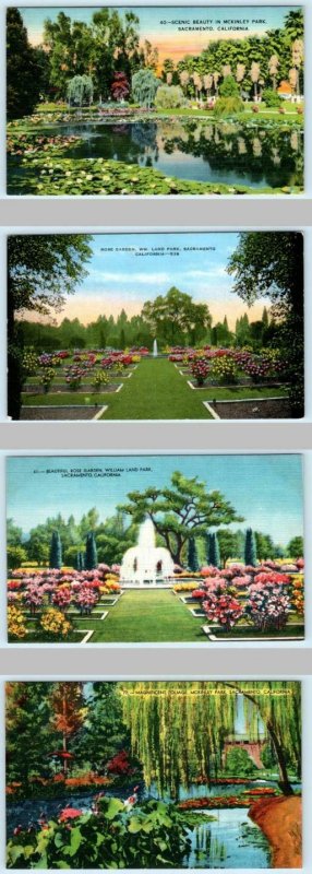 4 Postcards SACRAMENTO, California CA ~ McKINLEY PARK, WM. LAND PARK Views 1940s