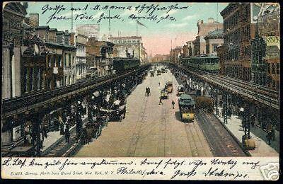 New York, Bowery, North from Grand Street, TRAM (1907)