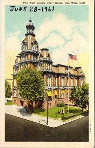 Postcard COURT HOUSE SCENE Van Wert Ohio OH AO8023