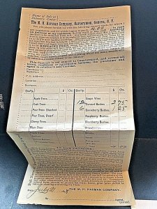 Vintage 1899 Receipt from The M. H. Harman Co., Nurserymen, Geneva, NY