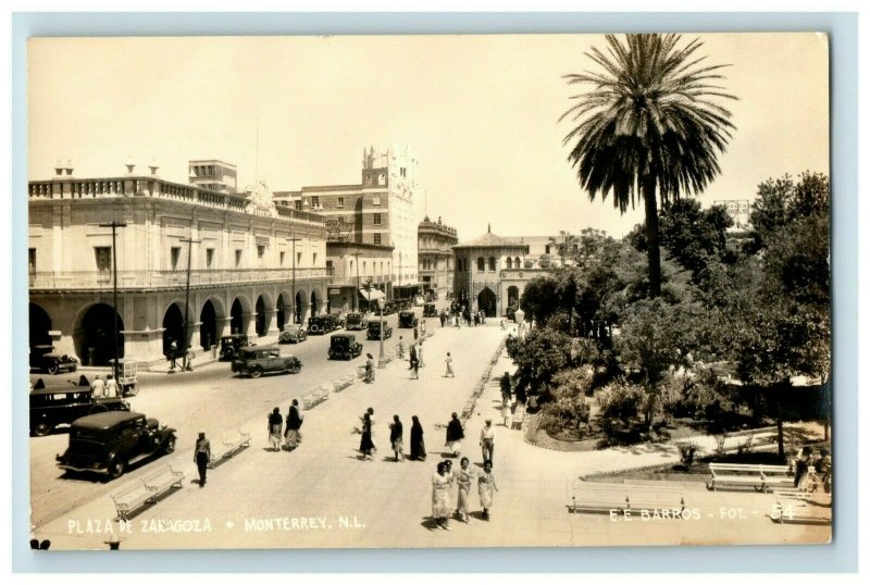 Vintage RPPC Plaza De Zaragoza, Monterrey, N. L. Mexico Postcard P184