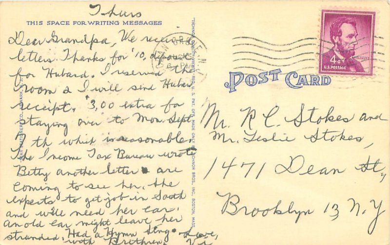 Emory Street Bridge Wesley Lake Ocean Grove NJ Linen Postmarked 1959