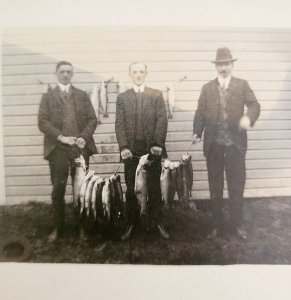 RPPC CYKO Men With Fish #2 c1905 Victorian Era Clothing Rare Unposted PCBG6A