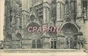 Old Postcard Bourges Cathedral Portal