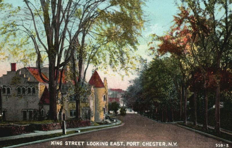 Vintage Postcard 1916 Kings Street Looking East Port Chester New York NY