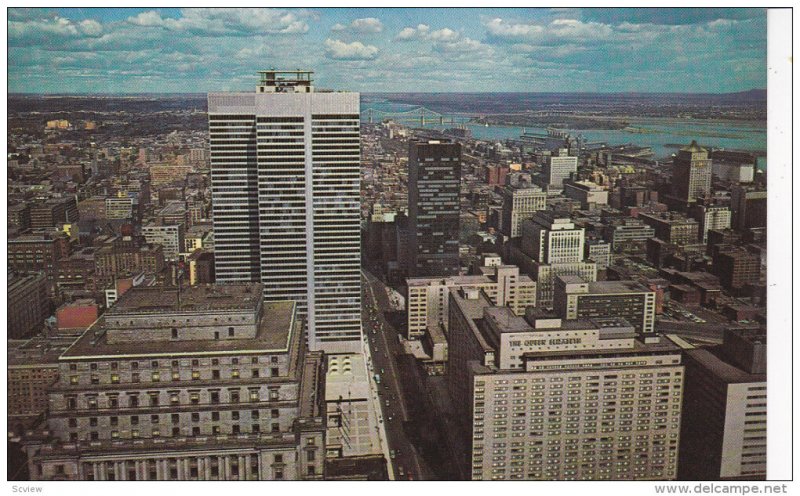 MONTREAL, Province of Quebec, Canada, Bird's eye view of downtown, observatio...