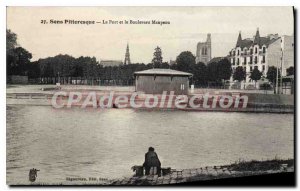 Old Postcard Sens Pettoresque Port and Boulevard Maupeon