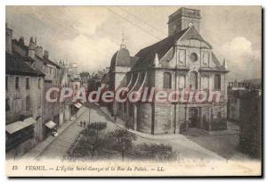 Postcard Old Vesoul Church St. Georgees and Rue du Palais