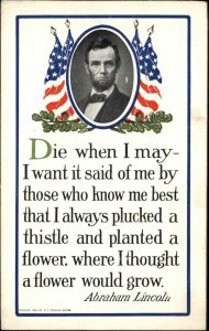 American Patriot Abe Abraham Lincoln Quote c1910 Vintage Postcard