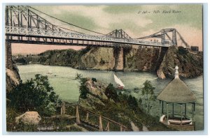 c1910 St. John Falls Slack Water Bridge Boating New Brunswick Canada Postcard