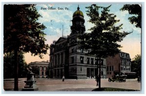 c1950 Post Office Building View Classic Cars Intersection Road Erie PA Postcard 