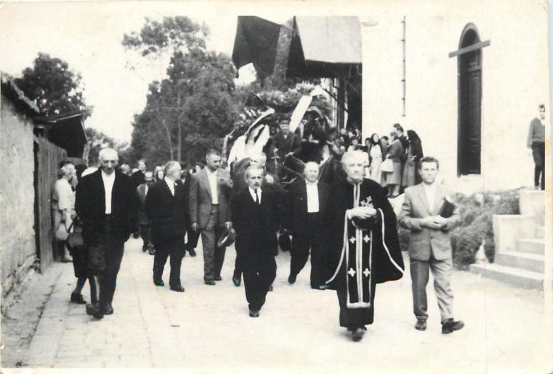 Romania funeral procession priest vintage snapshot photo