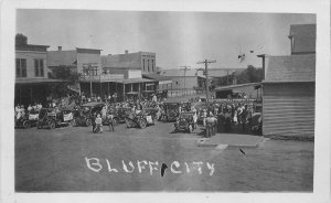 Postcard RPPC Photo Kansas Bluff City Street View Harper County 22-13550