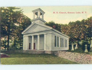 Divided-back CHURCH SCENE Kenoza Lake In Catskills - Near Liberty NY AD1298@