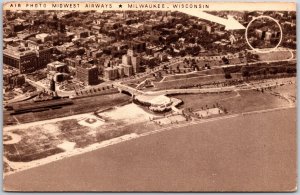 1939 Air Photo Midwest Airways Milwaukee Wisconsin WI Posted Postcard