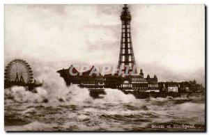 Old Postcard Storm at Blackpool