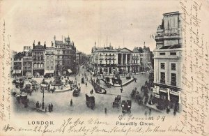 LONDON ENGLAND~PICCADILLY CIRCUS~1904 PHOTO POSTCARD TO MANNHEIM GERMANY