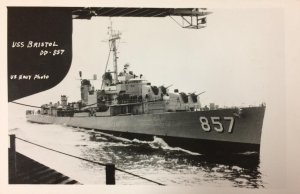 RPPC USS BRISTOL DD-857 US Navy Photo Destroyer Ship ca 1950s Vintage Postcard