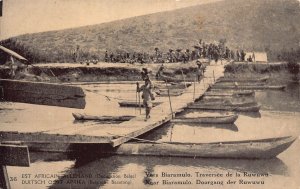 German East Africa Belgian Congo Biaramulo Ruwuwu Pontoon Bridge postcard B981