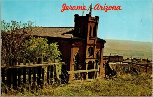 VINTAGE STANDARD SIZE POSTCARD HOLY FAMILY CATHOLIC CHURCH AT JEROME ARIZONA