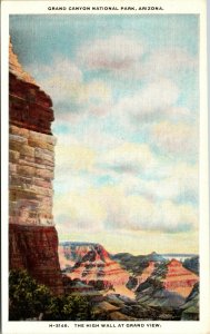 Vtg 1920s High Wall at Grand View Grand Canyon Arizona AZ Fred Harvey Postcard