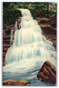 1941 Leavitts Falls Glen Near River Lake Sky Top Pennsylvania Vintage Postcard