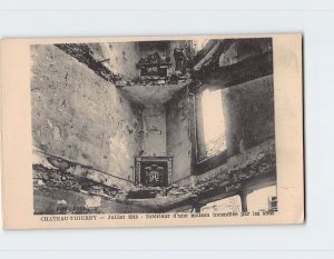 B-187107 Château-Thierry July 1918 Interior of a house set on fire by shells