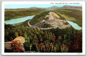 Vintage Postcard The Loop on the L & N Railroad Mountains Trees Tennessee TN