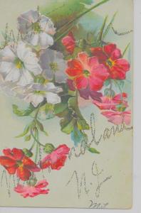 Newfoundland New Jersey Greetings From flowers glittered antique pc Z19903 