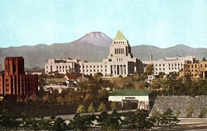 1930s TOKYO JAPAN THE DIET BUILDING MT FUJI IN BACKGROUND POSTCARD P1525