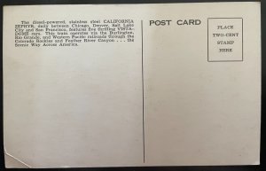Vintage Postcard 1950's The California Zephyr, Burlington, Rio Grande & Western
