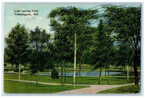 1912 Scenic View Cold Spring Park Pond Trees Wilmington Delaware Posted Postcard