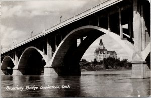 Broadway Bridge Saskatoon SK Bessborough Hotel Unused RPPC Postcard F95