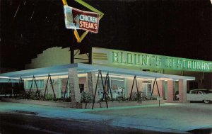 Carlsbad New Mexico Blount's Restaurant at Night Vintage Postcard AA58557