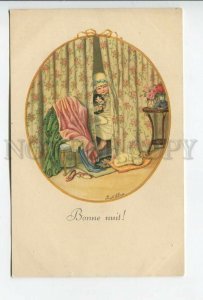 462188 Pauli EBNER Girl Good night PUSSY CAT Victorian fashion Vintage #1428