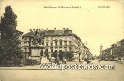 Ludwigstrasse mit Monument Ludwig I Munchen Germany 1912 Missing Stamp 