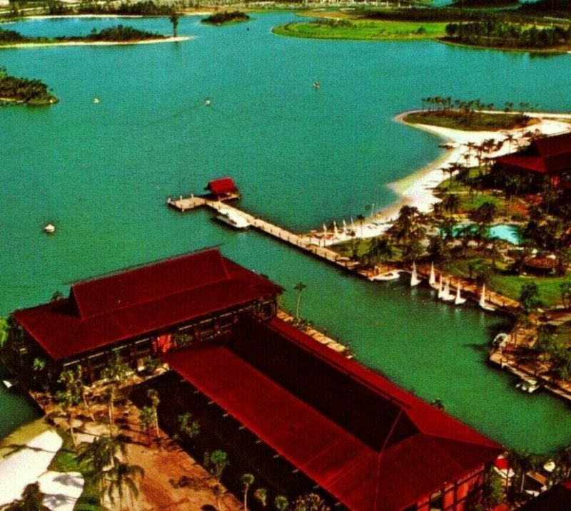 Vtg Chrome Postcard Walt Disney World 1970s Polynesian Village Aerial View UNP