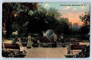 Rochester New York NY Postcard Jones Square Flowers Scenic View 1919 Antique