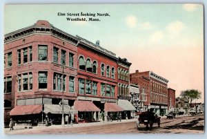 Westfield Massachusetts MA Postcard Elm Street Looking North Classic Car 1910