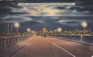 Viaduct Approaching From The North At Night Savannah Georgia 1940