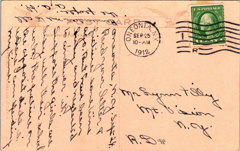 Postcard NY Oneonta High School 1910s