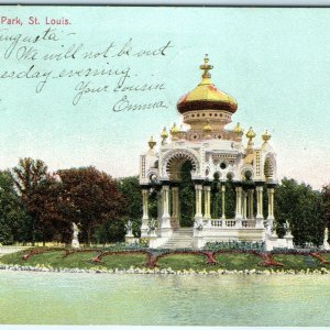 1907 UDB St Louis, MO Forest Park Pagoda Litho Photo Postcard Art Nouveau A33