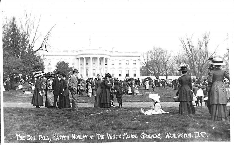 Washington DC White House Grounds Egg Roll Easter Monday Real Photo Postcard