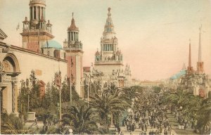 Hand Colored Postcard Wiedner Panama Pacific Expo San Francisco Palm Avenue PPIE