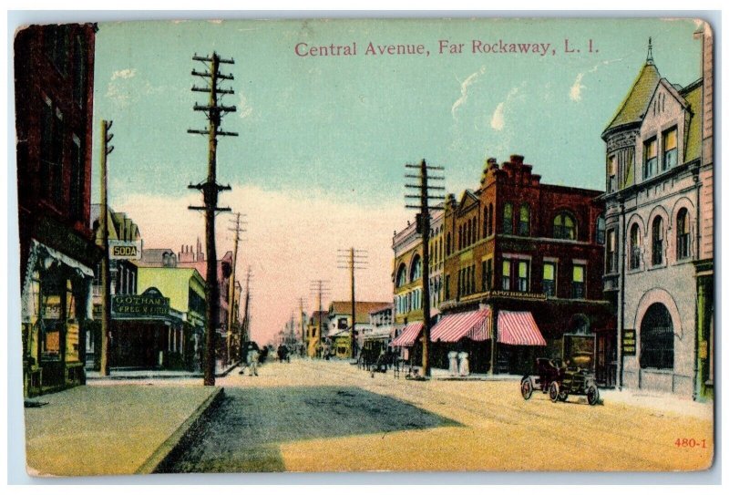 c1910 Central Avenue Store Exterior Far Rockaway Long Island New York Postcard