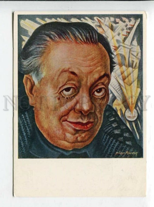 430925 Mexico Diego Rivera self portrait 1966 year russian postcard