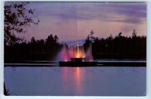 VICTORIA Fountain In Lost Lagoon Stanley Park sunset B.C. CANADA Postcard