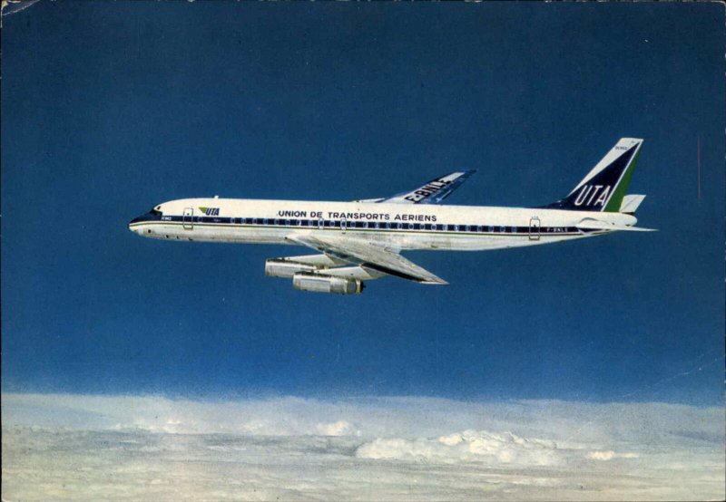 Union de Transport Aeriens UTA Airplane Super DC-8 Postcard